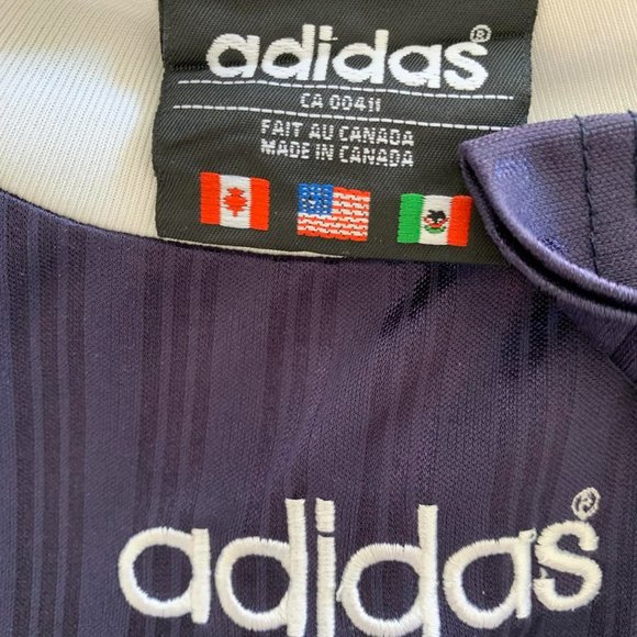 Adidas L - Navy w mustard 3 stripe - crew neck T Shirt - Picture 4 of 7